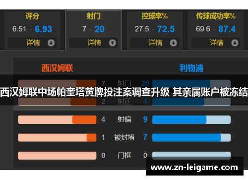 西汉姆联中场帕奎塔黄牌投注案调查升级 其亲属账户被冻结